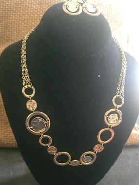 Bijoux Terner Gold-Tone Open Circle Link Necklace and Earrings Set